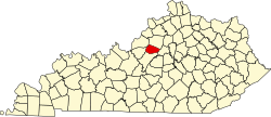 Map of Kentucky highlighting Spencer County